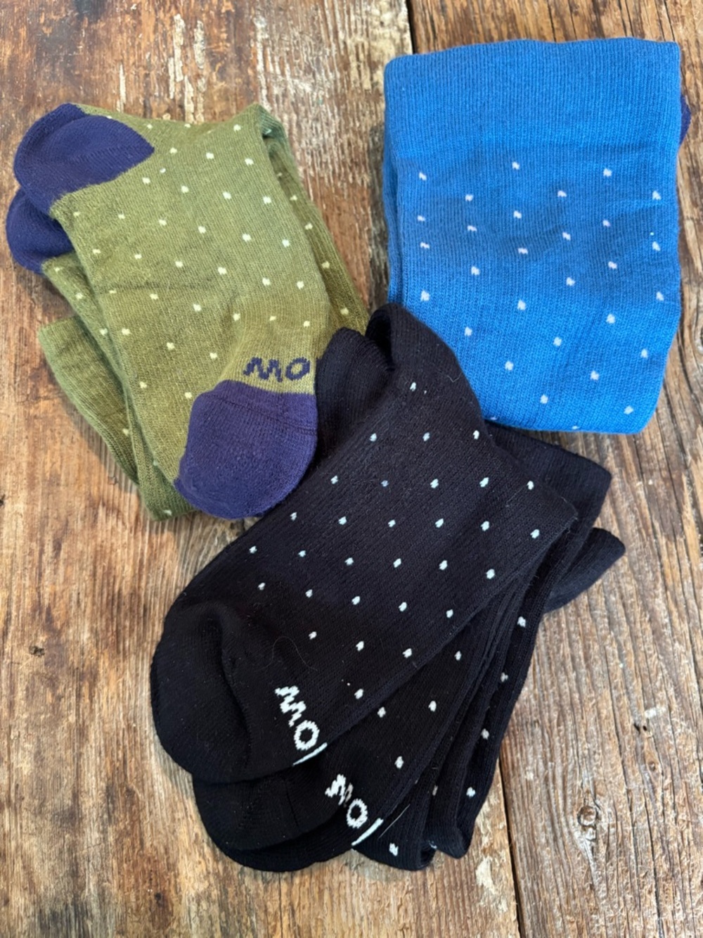 Wellow Men's Compression Polka Dot Dress Socks in Black, Blue & Olive - Picture 2 of 10